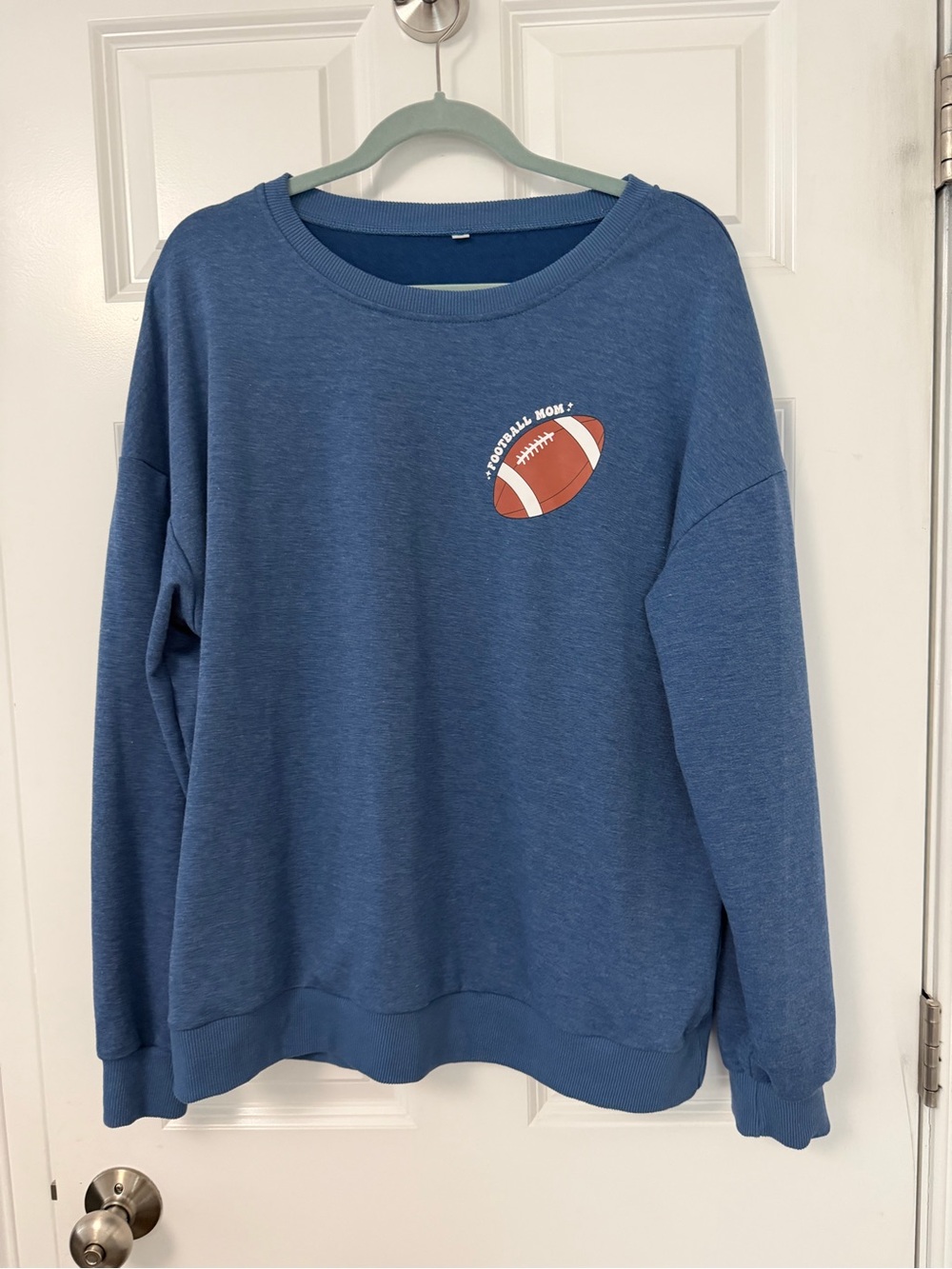 Source Unknown Blue 'Football Mom' Sweatshirt with Football Graphic